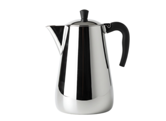 Stainless steel coffee percolator isolated on transparent background
