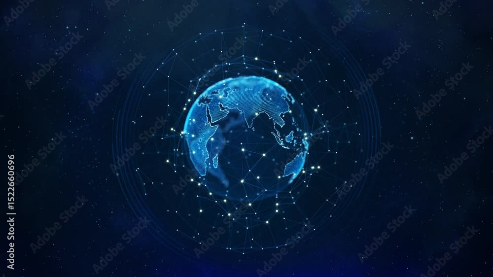 Aufkleber 3d world map network connection hi-tech cyber digital technology concept. digital technology worldwi