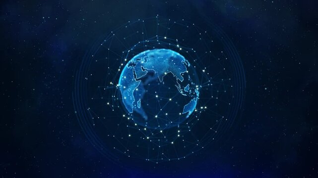 3d World map network connection Hi-tech Cyber digital technology concept. digital technology worldwide web 3.0, metaverse holographic globe space connection. Science fiction, artificial intelligence - Powered by Adobe