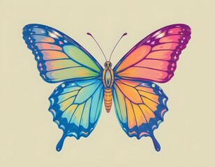 Obraz premium stylized, simplified butterfly in pastel palette with smooth lines