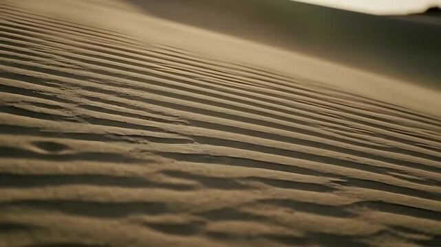 Wind-sculpted Sand Dune Texture in Arid Desert Landscape with Warm Light