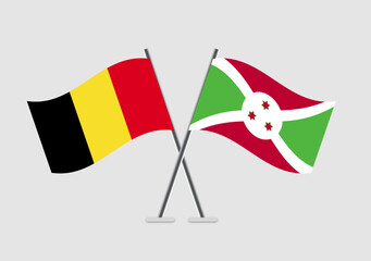 Belgium and Burundi vector flags on white backdrop with soft shading