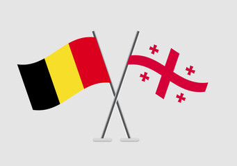 Belgium and Georgia vector flags with equal proportion vector style