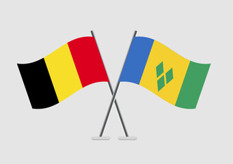 Belgium and Saint Vincent and the Grenadines vector flags illustrated in partnership theme