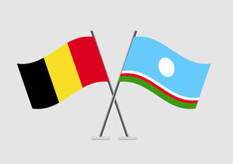 Belgium and Sakha Republic vector flags in full-frame 2D vector