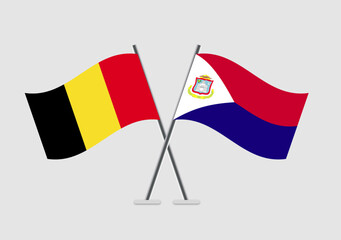 Belgium and Saint Martin vector flags drawing symbolizing nations