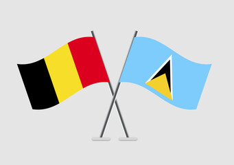Belgium and Saint Lucia vector flags with simplified waving pattern