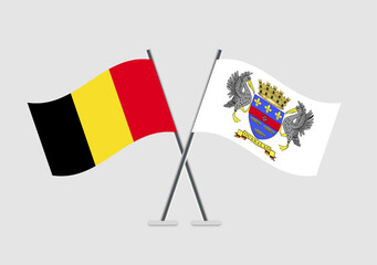 Belgium and Saint Barthelemy vector flags used in design for unity poster