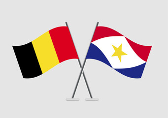 Belgium and Saba vector flags with proportional balance
