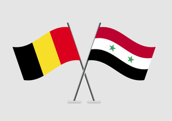 Belgium and Syria vector flags crossing in simple elegance