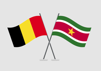 Belgium and Suriname vector flags drawing for intercultural theme