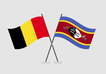 Belgium and Swaziland vector flags in harmonious unity expression