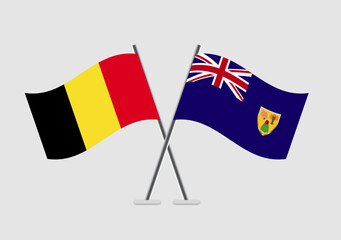 Belgium and Turks and Caicos Islands vector flags graphic concept for duality