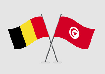 Belgium and Tunisia vector flags simple and professional illustration