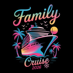 a cruise ship  surrounded by palm trees and birds Family Cruise 2026