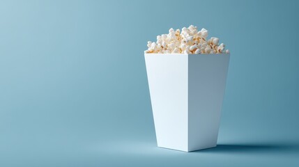 Ultra quality image of paper popcorn container with blank sides, centered on a clean gradient background, soft color transition for a sleek look.