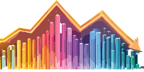 Neon business graph chart icon animation background. Neon business growth concept.