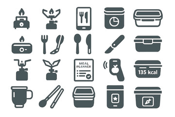 Cooking utensils and meal planning tools displayed on a clean surface in a modern kitchen