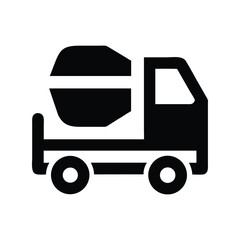 Cement mixer icon vector illustration. Classic construction equipment symbol for building, concrete work, industry, machinery, or engineering design