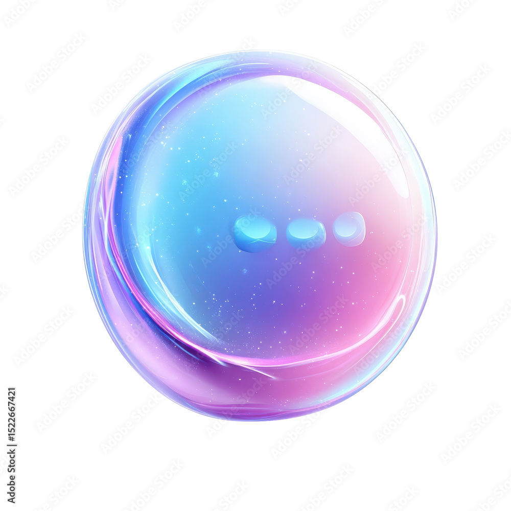 Poster luminous bubble iridescent sphere abstract art glossy orb modern design on transparent background