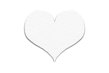 Isolated white paper heart shape on transparent background. Valentine's Day. Red heart with shadow. Love. Illustration