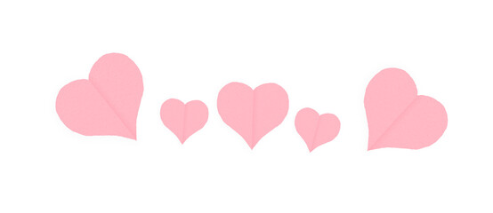 Pink paper heart shape isolated on transparent background. Valentine's Day. Red heart with shadow. Love. Illustration.