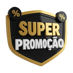 Selo 3D Super Promoção Preto e Dourado