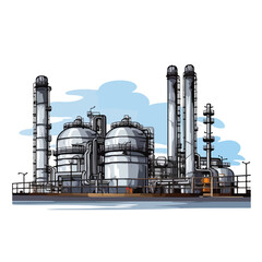 Fototapeta premium Professional Petroleum Oil Refinery Plant with Tanks and Pipes in Industrial Setting
