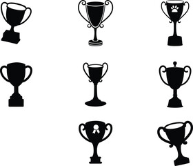 Collection of trophy silhouette, ideal for awards and celebrations. trophy vector