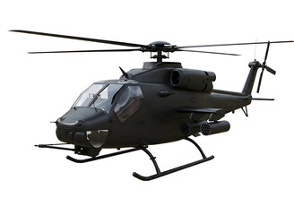 Military helicopter front view isolated on transparent background