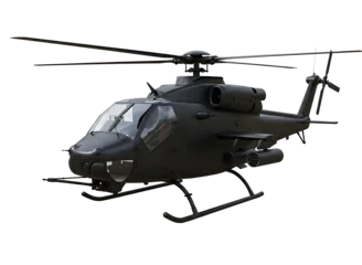 Wandcirkels Helikopter Military helicopter front view isolated on transparent background  © dipu