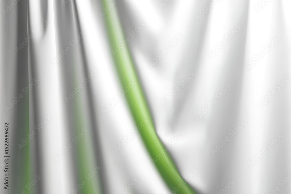 Poster green wave flowing through white fabric creates a dynamic visual effect in modern textile design