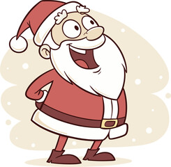 Cheerful Santa Claus Character in Red Suit with Beard and Smile  Festive Christmas Cartoon on Off White Snowy Background