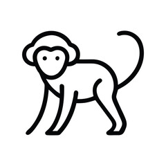 Monkey icon vector illustration. Classic wildlife symbol for nature, jungle, primate, animal, playful, conservation, or adventure design