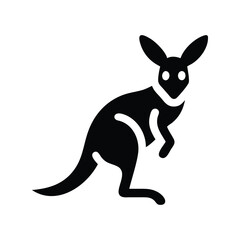 Kangaroo icon vector illustration. Classic wildlife symbol for Australia, nature, marsupial, jumping, adventure, conservation, or animal design