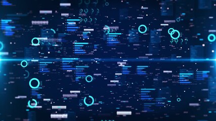 Futuristic digital interface with data charts, graphs, glowing HUD elements high-tech cybersecurity, finance, artificial intelligence, presentations big data analytics data flow, network connections, - Powered by Adobe