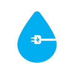 Blue Eco Plug and Leaf Symbol, Vector.