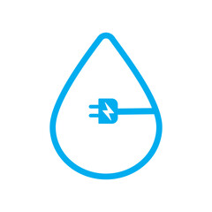 Blue Eco Plug and Leaf Symbol, Vector.