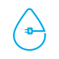Blue Eco Plug and Leaf Symbol, Vector.