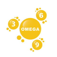 Gold, fish oil pills isolated on transparent. Omega 3, 6 and 9 gel capsule. 