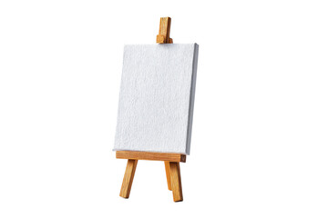 Blank canvas on wooden easel: art studio inspiration and creativity space, cut out