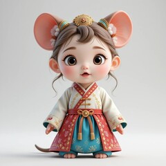 Cute Baby Mouse Wearing Korean Hanbok for New Year