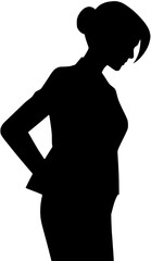 Silhouette of Woman in Business Suit Looking Downward