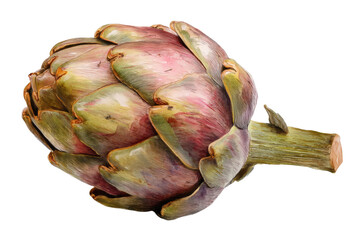 Obraz premium Realistic illustration of a fresh artichoke with detailed textures, cut out