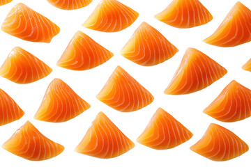Fototapeta premium Collection of raw salmon pieces isolated on transparent background