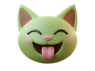 Fototapeta premium mischievous cat emoji 3d illustration cute cat tongue out happy cat icon kawaii cat face playful cat render adorable cat character smiling cat illustration
