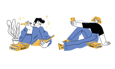 Innovative and Creative Illustrations Depicting Relaxation and Engagement with Music © Happypictures