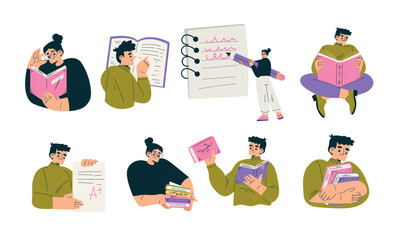 A Varied Collection of Reading and Educational Illustrations for Enhanced Learning Experience