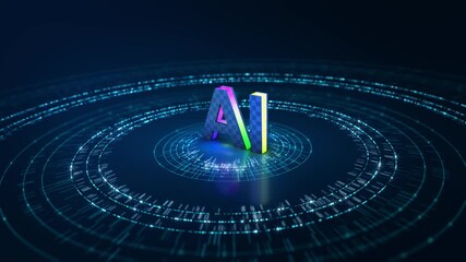 Animation of ai human brain digital data processing Global artificial intelligence, connections, computing concept Deep-learning modern computer futuristic Electronic digital Animation big data. 3D 4K - Powered by Adobe