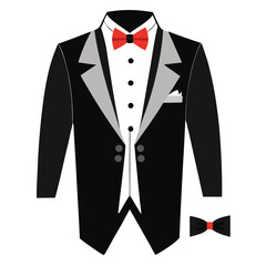 digital illustration of a formal black tuxedo set